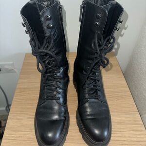 Black Leather Boots Massimo Dutti